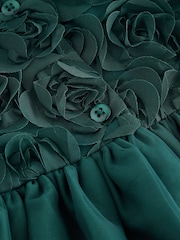 深綠色 - 3D Flower Occasion Dress (3mths-8yrs) - 圖片 3，共 4