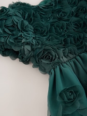 深綠色 - 3D Flower Occasion Dress (3mths-8yrs) - 圖片 4，共 4