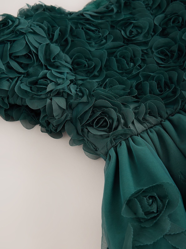 深綠色 - 3D Flower Occasion Dress (3mths-8yrs) - 圖片 4，共 4