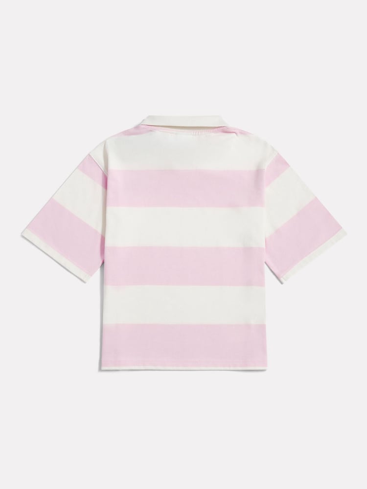 New Balance Pink Stripe Rugby Polo Shirt - Image 2 of 3