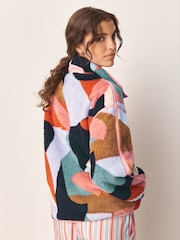 Pink Abstract Half Zip Borg Fleece - Image 2 of 8
