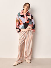 Pink Abstract Half Zip Borg Fleece - Image 3 of 8