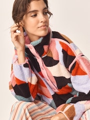 Pink Abstract Half Zip Borg Fleece - Image 5 of 8