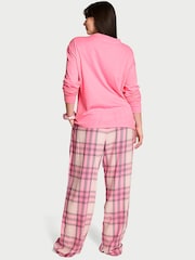 Victoria's Secret Sexy Little Pink Tartan Long Sleeve Flannel Pyjamas  Scrunchie Set - Image 3 of 3