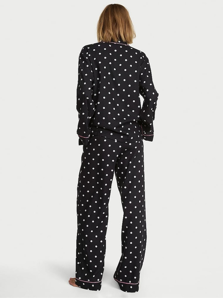 Victoria's Secret Black Polka Dot Flannel Long Pyjama Set - Image 3 of 3 Victoria's Secret Black Polka Dot Flannel Long Pyjama Set - Image 3 of 3