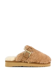 Mou Brown Sheepskin Lined Eskimo Buckle Mules - Image 1 of 5
