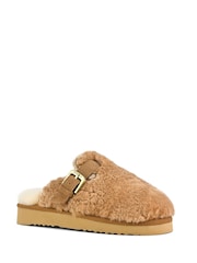 Mou Brown Sheepskin Lined Eskimo Buckle Mules - Image 2 of 5