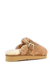 Mou Brown Sheepskin Lined Eskimo Buckle Mules - Image 3 of 5