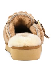 Mou Brown Sheepskin Lined Eskimo Buckle Mules - Image 4 of 5