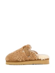 Mou Brown Sheepskin Lined Eskimo Buckle Mules - Image 5 of 5