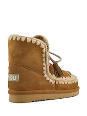 Mou Brown Eskimo 18 Sheepskin Lined Scoubidou Lace Detail Boots - Image 4 of 5