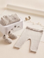 The White Company Grey Hello Baby Knitted Gift Set - Image 1 of 4