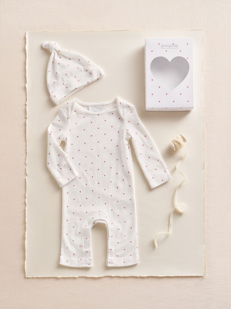 The White Company White Cotton Heart Pointelle New Arrival Gift Set - Image 1 of 4