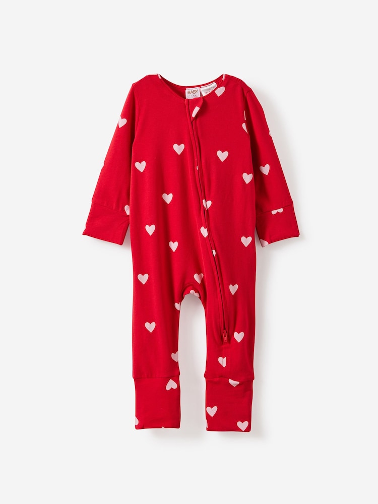 Cotton On Red Long Sleeve Zip Sleepsuit - Image 1 of 3