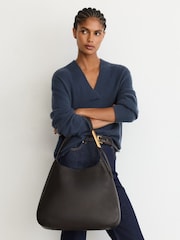 Шоколадный - Кожаная сумка-тоут Reiss Sabine - Изображение 6 7