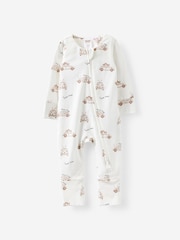 Cotton On Vanilla/Beep Beep Love Bug Long Sleeve Zip Sleepsuit - Image 1 of 3