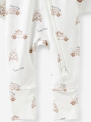 Cotton On Vanilla/Beep Beep Love Bug Long Sleeve Zip Sleepsuit - Image 3 of 3