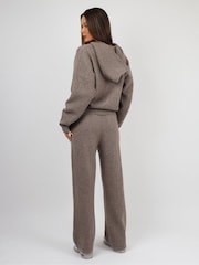 Simmi London Mocha Brown Romy Simmi Studios Chunky Knit Hoodie - Image 3 of 5