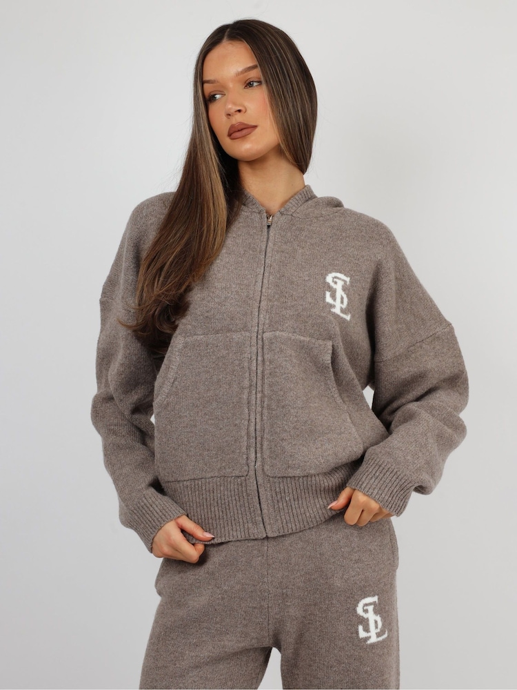 Simmi London Mocha Brown Romy Simmi Studios Chunky Knit Hoodie - Image 5 of 5 Simmi London Mocha Brown Romy Simmi Studios Chunky Knit Hoodie - Image 5 of 5