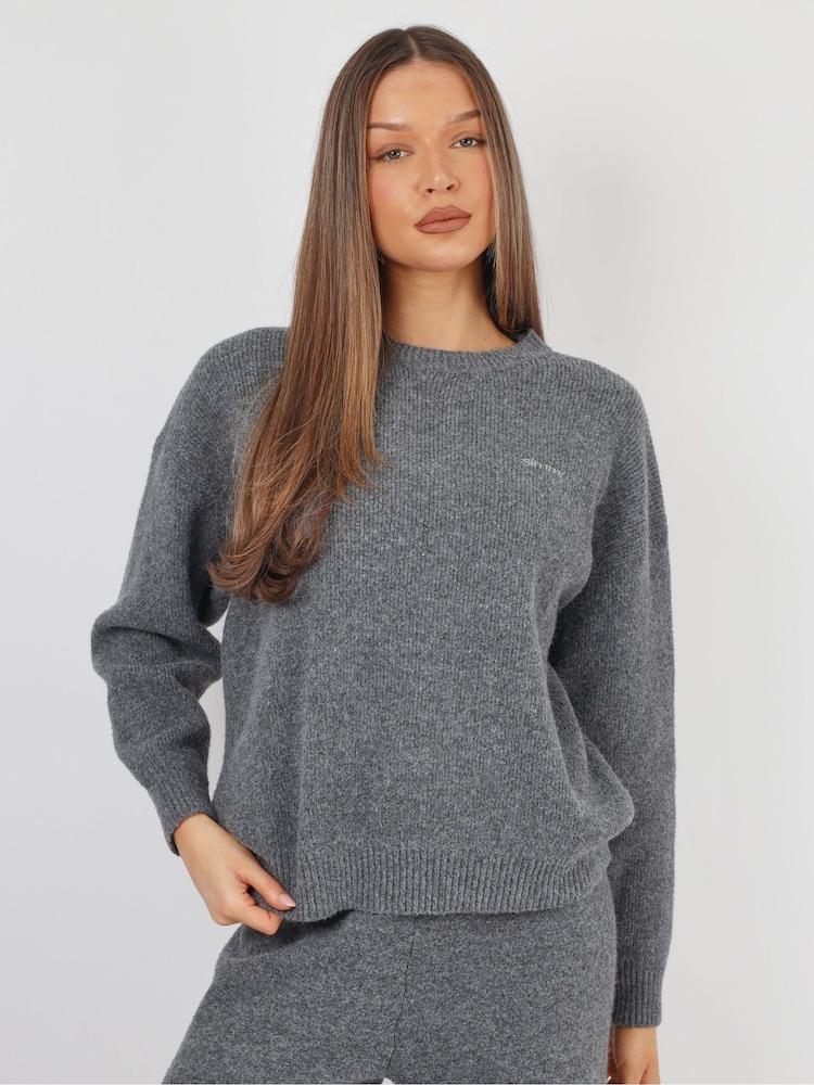 Simmi London Grey Faye Studios Soft Touch Crew Neck Sweat Top - Image 1 of 5 Simmi London Grey Faye Studios Soft Touch Crew Neck Sweat Top - Image 1 of 5