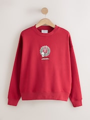 酒紅色 - Snoopy Licence Christmas Wreath Sweatshirt - 圖片 1/5