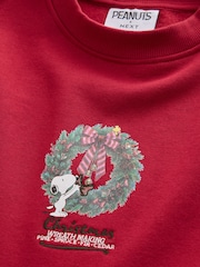 酒紅色 - Snoopy Licence Christmas Wreath Sweatshirt - 圖片 3/5