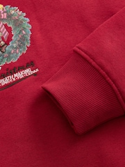 酒紅色 - Snoopy Licence Christmas Wreath Sweatshirt - 圖片 5/5