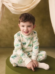Ecru/Green Cath Kidston Dinosaur Single Cosy Fleece Pyjamas - Image 2 of 7