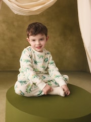 Ecru/Green Cath Kidston Dinosaur Single Cosy Fleece Pyjamas - Image 3 of 7
