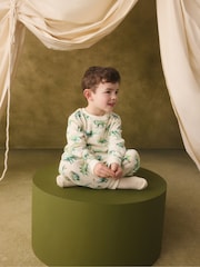 Ecru/Green Cath Kidston Dinosaur Single Cosy Fleece Pyjamas - Image 4 of 7