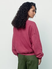 Burgundy Red Washed Mickey Mouse License Ski Graphic Sweatshirt - Image 4 of 8