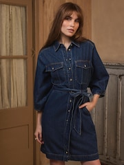 Mint Velvet Blue Denim Mini Shirt Dress - Image 5 of 8