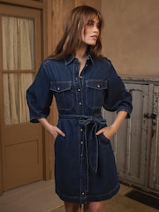 Mint Velvet Blue Denim Mini Shirt Dress - Image 6 of 8