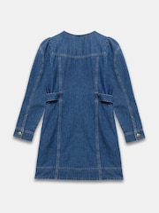 Mint Velvet Blue Denim Puff Sleeve Mini Dress - Image 7 of 7