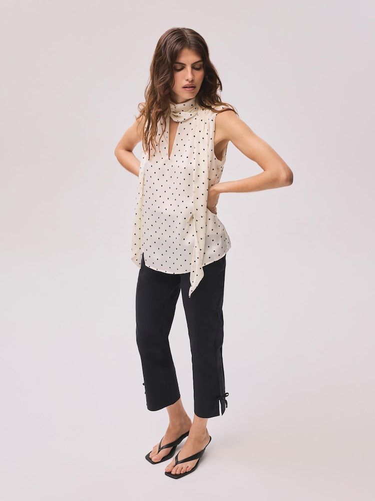 Mint Velvet Black Cotton Blend Capri Trousers - Image 1 of 7