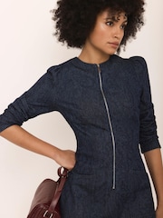 Mint Velvet Blue Paisley Print Denim Midi Dress - Image 3 of 8