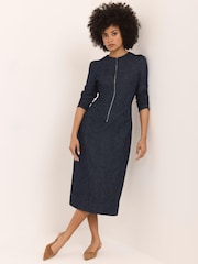 Mint Velvet Blue Paisley Print Denim Midi Dress - Image 4 of 8