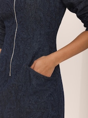 Mint Velvet Blue Paisley Print Denim Midi Dress - Image 6 of 8