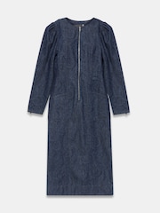 Mint Velvet Blue Paisley Print Denim Midi Dress - Image 7 of 8