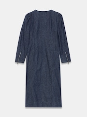 Mint Velvet Blue Paisley Print Denim Midi Dress - Image 8 of 8