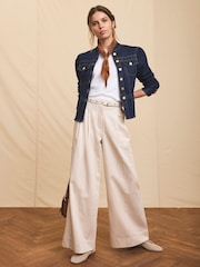 Mint Velvet Cream Belt Wide Leg Trousers - Image 2 of 8