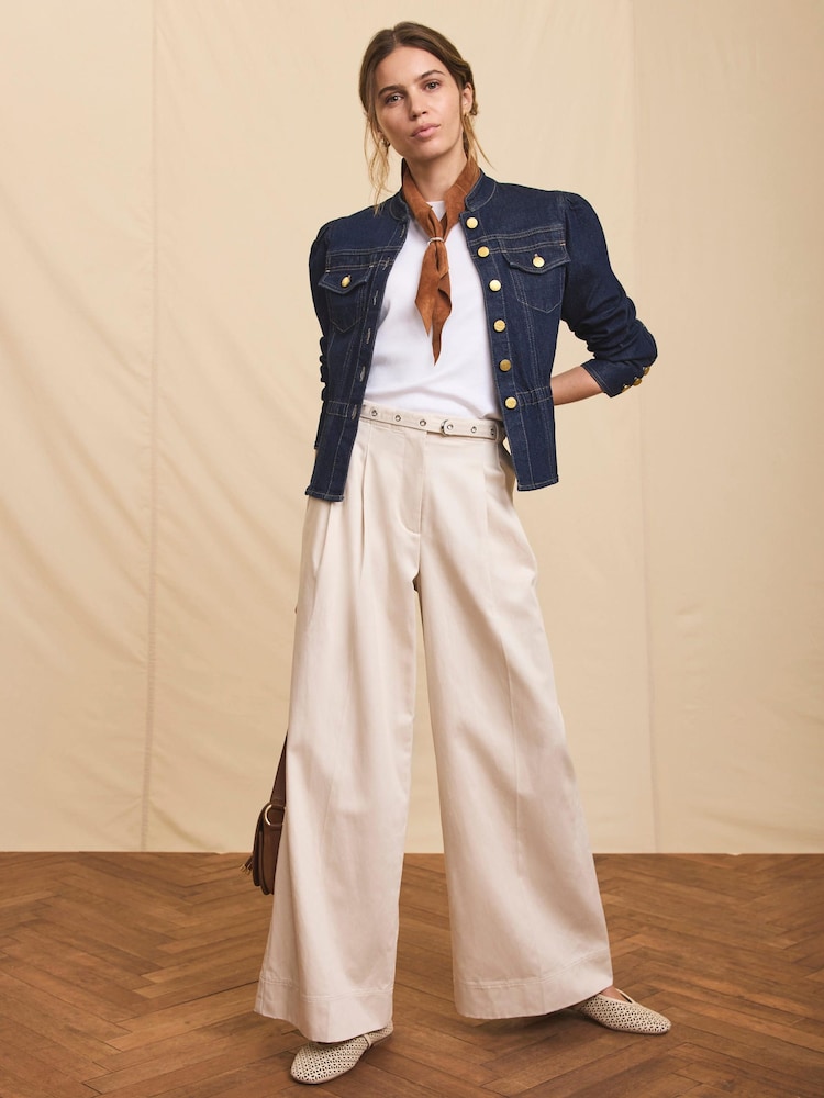 Mint Velvet Cream Belt Wide Leg Trousers - Image 2 of 8