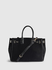 River Island Black Faux Suede Lock Front Tote Bag - Image 2 of 6
