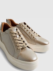 River Island Gold Lace-Up Metallic Flatform Trainers - Image 2 of 6