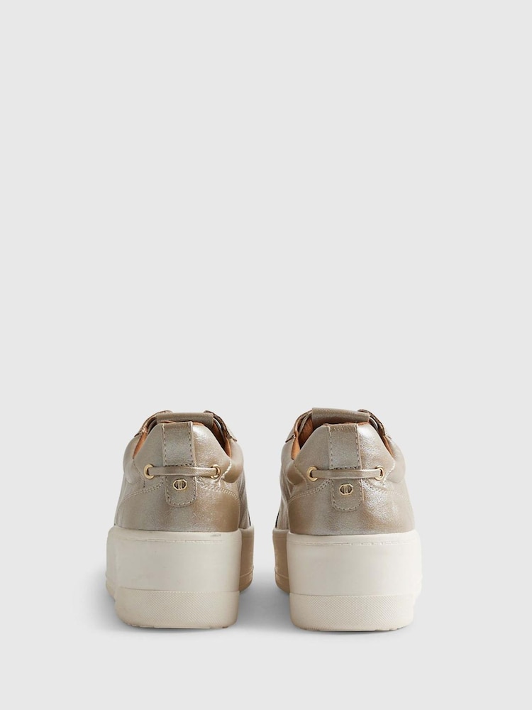 River Island Gold Lace-Up Metallic Flatform Trainers - Image 6 of 6