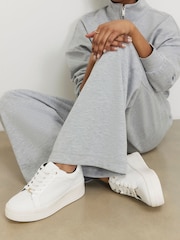 River Island White Lace Up Flatform Trainers - Image 1 of 6