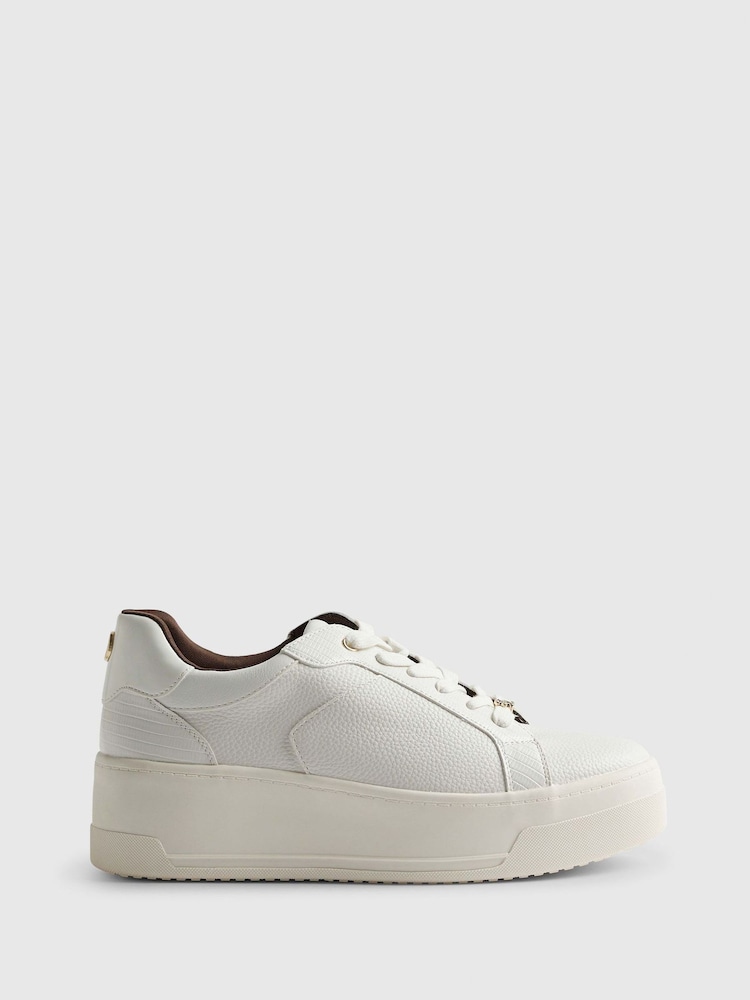 River Island White Lace Up Flatform Trainers - Image 2 of 6