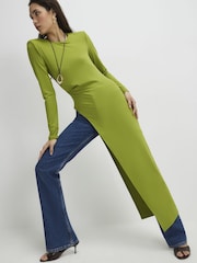 River Island Shoulder Pad Long Asymmetric Top - תמונה 3 מתוך 4