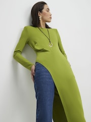 River Island Shoulder Pad Long Asymmetric Top - תמונה 4 מתוך 4