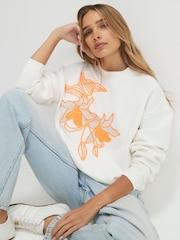 River Island Cream Embroidered Floral Sweatshirt - Image 3 of 4